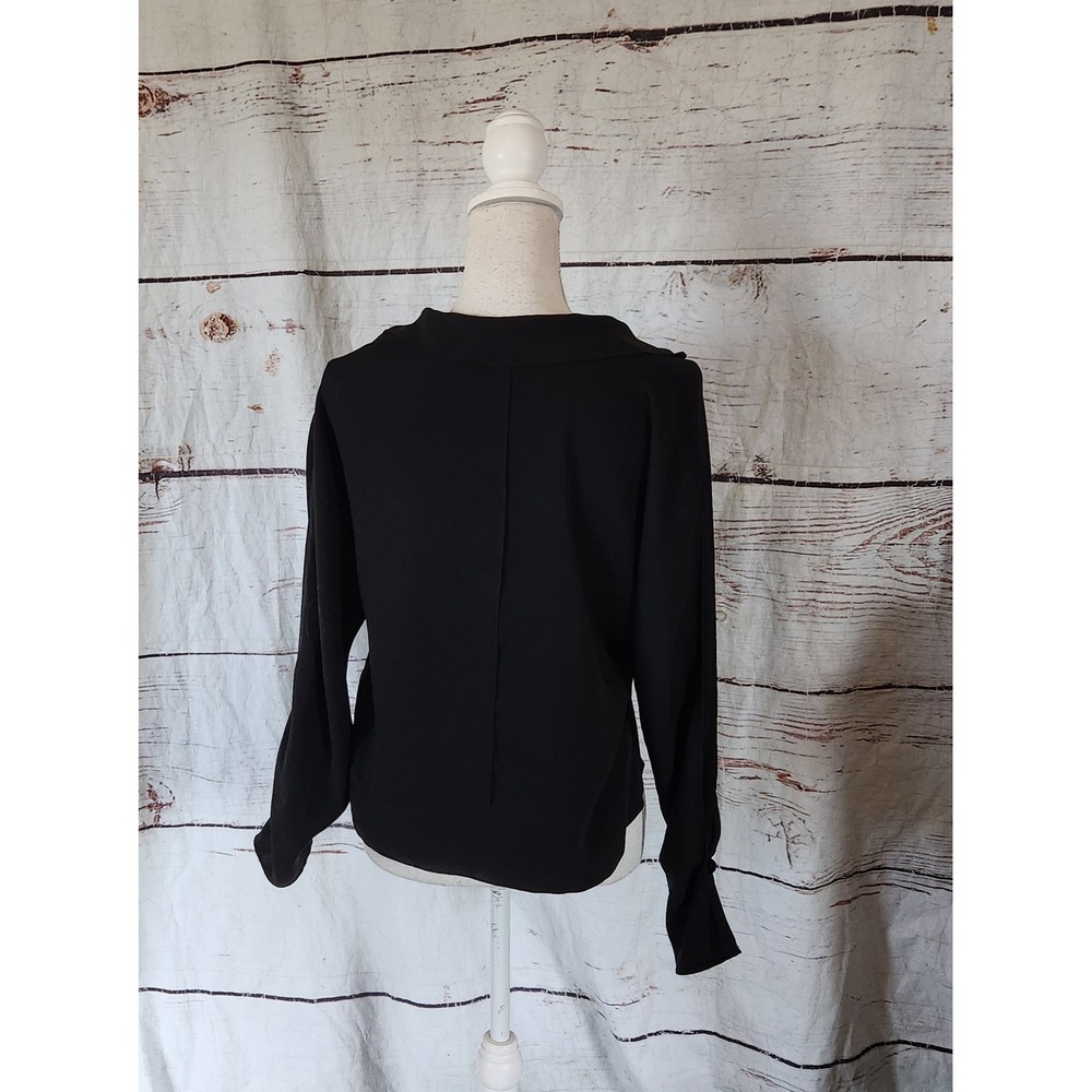 Babaton Aritzia Black Draped 
Long Sleeve Blouse Size Small - Picture 2 of 6